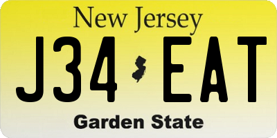 NJ license plate J34EAT