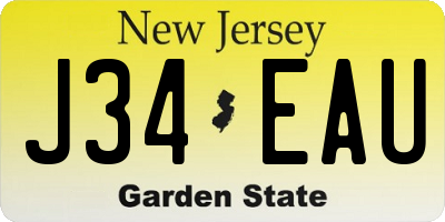 NJ license plate J34EAU