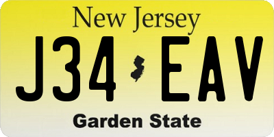 NJ license plate J34EAV