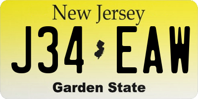 NJ license plate J34EAW