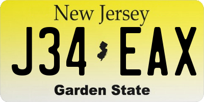 NJ license plate J34EAX