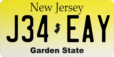 NJ license plate J34EAY