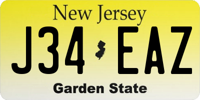 NJ license plate J34EAZ