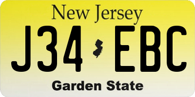 NJ license plate J34EBC