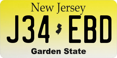 NJ license plate J34EBD