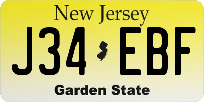 NJ license plate J34EBF