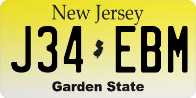 NJ license plate J34EBM