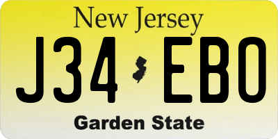 NJ license plate J34EBO