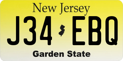 NJ license plate J34EBQ