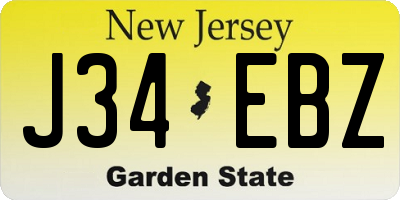 NJ license plate J34EBZ