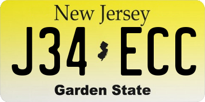 NJ license plate J34ECC