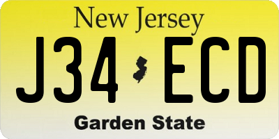 NJ license plate J34ECD