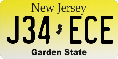 NJ license plate J34ECE