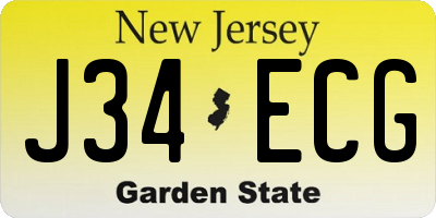 NJ license plate J34ECG