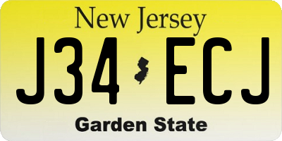 NJ license plate J34ECJ