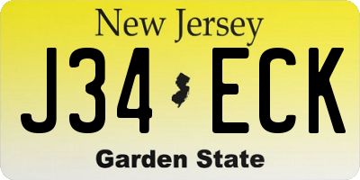 NJ license plate J34ECK