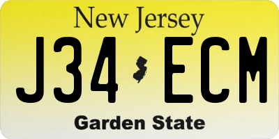 NJ license plate J34ECM