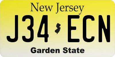 NJ license plate J34ECN