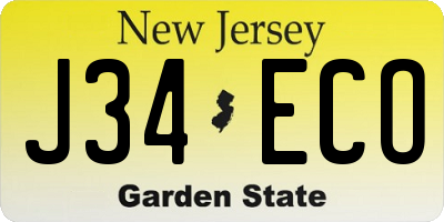 NJ license plate J34ECO