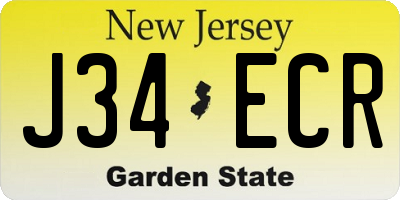 NJ license plate J34ECR