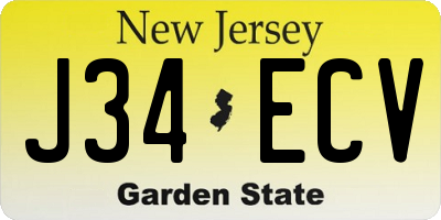 NJ license plate J34ECV