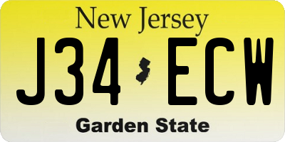 NJ license plate J34ECW