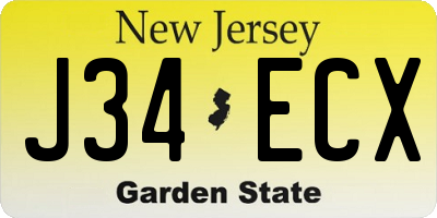 NJ license plate J34ECX