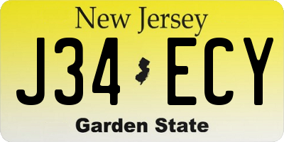 NJ license plate J34ECY