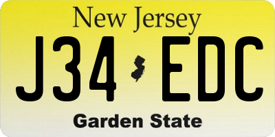 NJ license plate J34EDC