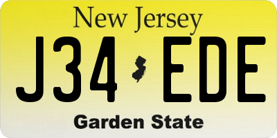 NJ license plate J34EDE