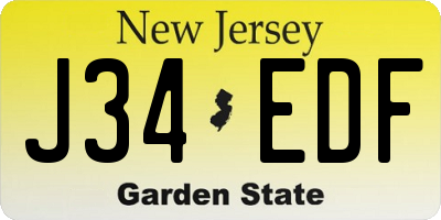 NJ license plate J34EDF