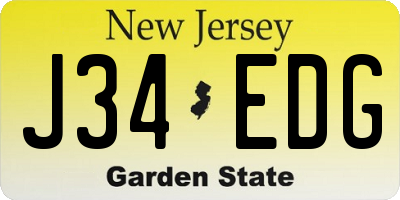 NJ license plate J34EDG