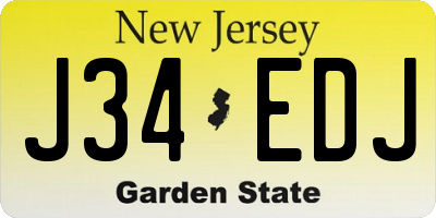 NJ license plate J34EDJ