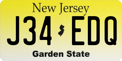 NJ license plate J34EDQ