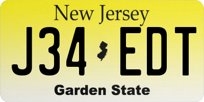 NJ license plate J34EDT