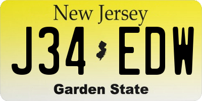 NJ license plate J34EDW