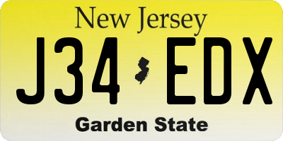 NJ license plate J34EDX