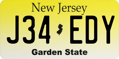 NJ license plate J34EDY