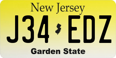 NJ license plate J34EDZ