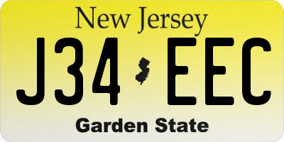 NJ license plate J34EEC