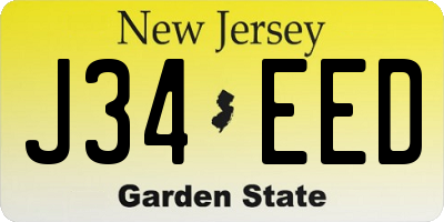 NJ license plate J34EED