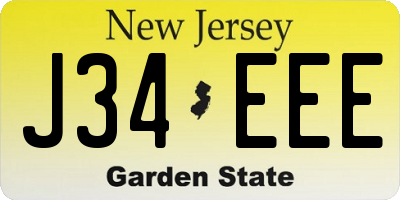 NJ license plate J34EEE