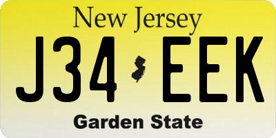 NJ license plate J34EEK