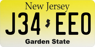 NJ license plate J34EEO