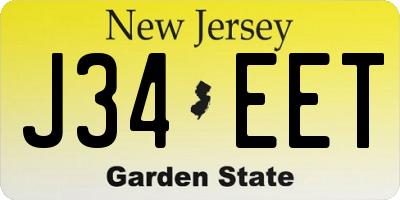 NJ license plate J34EET