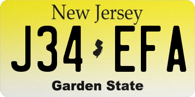 NJ license plate J34EFA