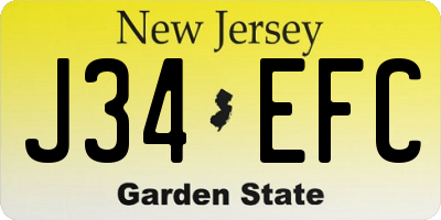 NJ license plate J34EFC