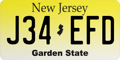 NJ license plate J34EFD