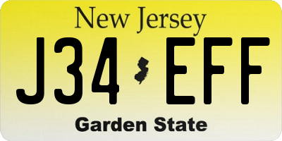 NJ license plate J34EFF