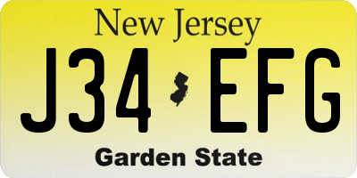 NJ license plate J34EFG